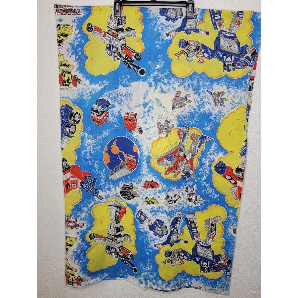 Vintage 1980s Transformers Optimus Prime Twin Bed Sheets Set Fitted & Flat Sheet